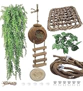 MUYG 6PCS Crested Gecko Coconut Hut, Lizard Coco Den with Ladder and Reptile Hammock Bearded Drag...