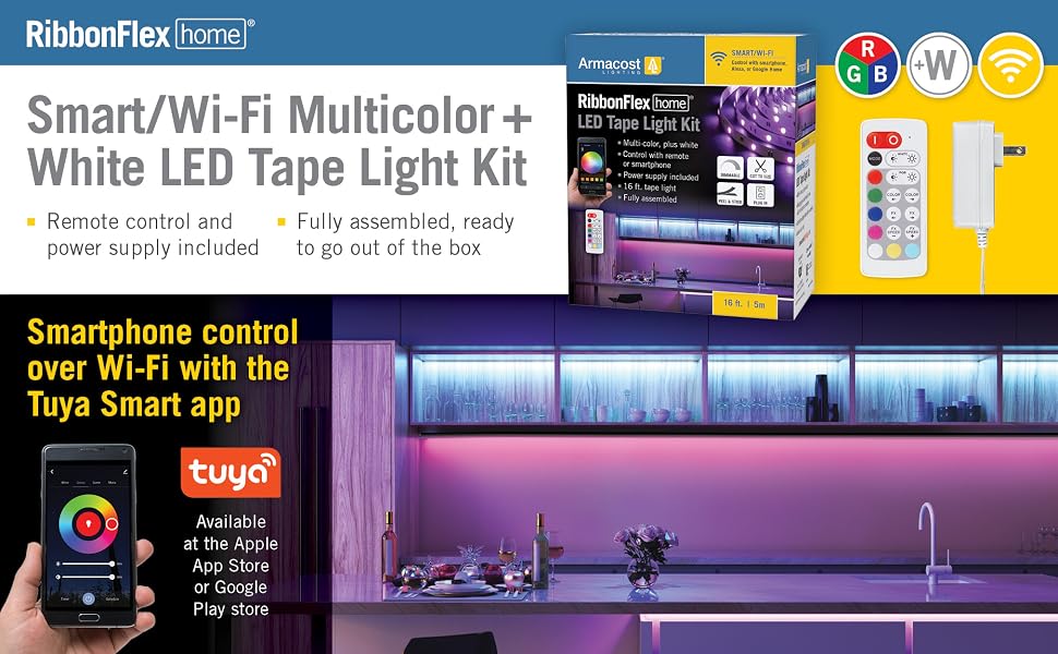 under cabinet lighting smart LED tape light kit rgbw multicolor