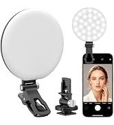 Anautin 60 LED Ring Light, Rechargeable Selfie Light with Front & Back Clip, 2500-6500K Portable ...
