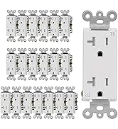 (20 Pack) CML 20 Amp Decorator Receptacle Outlet with Tamper Resistant (TR), 20A/125V, 3-Year War...