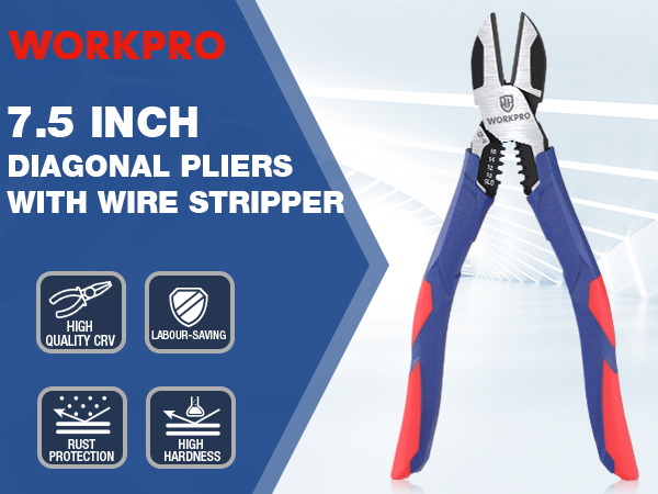 7.5 Inch Wire Cutters Pliers WORKPRO Diagonal Cutting Pliers with Wire Stripper