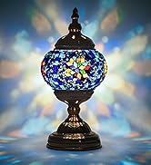 XUMAIDENG Turkish Moroccan Table Lamp Tiffany Style Mosaic Table Lamp Glass Bedside Lamps for Bed...