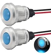 Indicator Light 12mm 0.47" LED Lamp with 140mm/5.5" Wire Pilot Lights Waterproof IP67 Metal Stain...