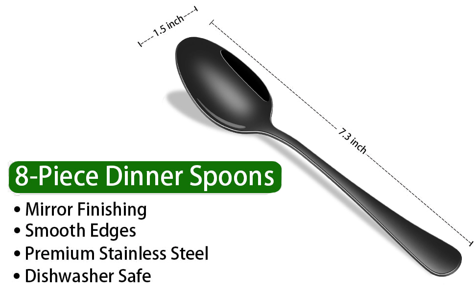 8 Pieces of Black Dinner Spoons