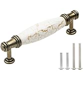 Pxyelec Set of 4 Marble Ceramic Handle Antique Cabinet Door Pull Modern Euro Style Furniture Draw...