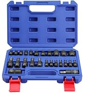WORKPRO 25-Piece Torx Bit Socket Set, 1/4", 3/8", 1/2" Drive, E4-E22, T8-T60 Female & Torx Socket...