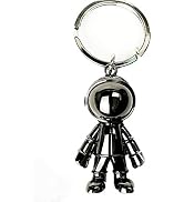 Black Robot Keychains Men Creative Spacemen Car Key Chain Ring for Office Backpack Purse Charm