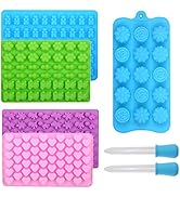 Silicone Gummy Molds Candy Molds with 2 Droppers - BPA Free Nonstick Chocolate Molds Including Mi...