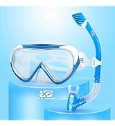 Kids Snorkel Set, Child Diving Mask Anti-Fog Swim Goggles and Dry Snorkel Children Snorkeling Gea...