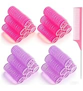 24 Pcs Self-Grip Small Hair Rollers Set, Curlers for Women Short Hair and Bangs, No Heat Hair Cur...