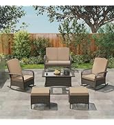 LEVELEVE Patio Furniture Set Outdoor Rattan Chair Wicker Sofa Garden Conversation Bistro Sets w/L...