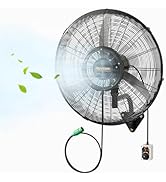 ROVSUN 26" Outdoor Misting Wall Fan with Detachable Spray Ring, Industrial Wall Mount Mist Fan wi...