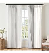 Topfinel Pinch Pleated Curtains Blackout 84 Inch Long 2 Panels Set, Natural Thick Linen Textured ...