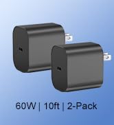 2-Pack 10ft Charger for Nintendo Switch 2-20V 3A 60W AC Adapter | Fast Charging with 10ft USB C C...
