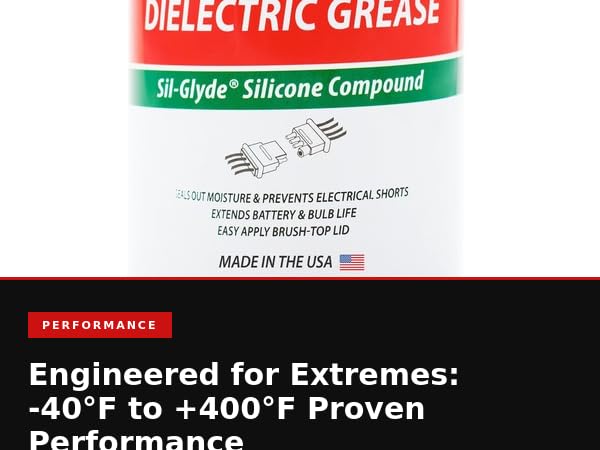 AGS Dielectric Grease on workbench with -40°F to +400°F temperature range callout