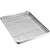 TeamFar Baking Sheet with Cooling Rack Set, 16 x 12 x 1 inch | Stainless Steel Quarter Sheet Pan ...