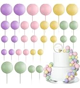 ASTARON 32 Pcs Ball Cake Topper Decorations Mini Balloons Cake Topper Sticks Foam Balls Cake Pick...