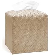 Tissue Box Cover, PU Leather Square Tissue box Holder with Braided Pattern, Cube Tissue Box Cover...