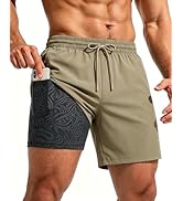 CoozySphere Men 2 in 1 Running Shorts with Compression Liner 5" 7" Quick Dry Workout Athletic Sho...
