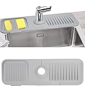 Sink Splash Guard, Silicone Sink Faucet Mat Sink Accessories Faucet Absorbent Mat for Kitchen, Ba...