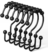 DAWNER Shower Curtain Hooks Rings, Rust Proof Hooks, Metal Easy Glide Double Shower Rings Hooks, ...