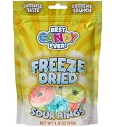 BEST PARTY EVER! Freeze Dried Candy Sour Rings, Crunchy Candy with Intense Taste, 1.9 oz, Pack of 2
