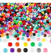 Paodey 1200pcs Pony Beads 9mm Kandi Beads for Bracelets, Hair Beads for Braids, Plastic Colorful ...