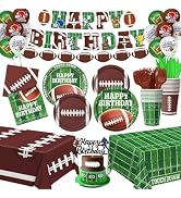 QIYANPAX Football Birthday Party Decorations, Football Party Supplies Includes Plates, Napkins, C...