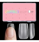 AILLSA Short Square Nail Tips 450PCS Acrylic gel Full Cover Nail Tips Matte Acrylic Upgraded No N...