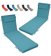 Odsiikly 2 Pack Chaise Lounge Cushions with Ties and Pillow, 72 X 21 X 3.1IN, Reversible, Water-R...