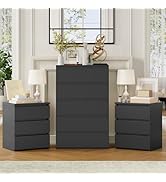 FOTOSOK Bedroom Set, 5 Drawer Dresser and Nightstand Sets for Bedroom, 3 Piece Bedroom Set, Night...