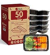Reli. (50 Pack) 32 oz. Meal Prep Containers - 1 Compartment Food Containers with Lids, Stackable ...