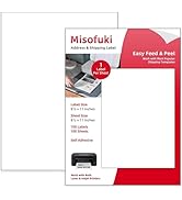 100 Sheets 100 Labels 8.5 x 11 Full Sheet Shipping Labels for Laser & Inkjet Printers, Misofuki S...