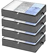 Fixwal 4 Pack Under Bed Storage Containers Foldable Clothes Storage Bags Underbed Storage Bins fo...