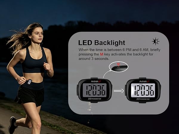 mini pedometer with LED backlight