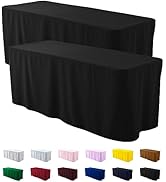ManMengJi 2 Pack Black Tablecloth Fitted Table Clothes for 6 Foot Rectangle Tables - Water Resist...