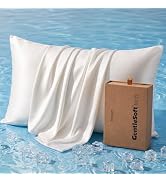 Bedsure Cooling Pillowcase for Hot Sleepers, Silk Like Pillow Case Standard Set of 2, Reduce Wrin...