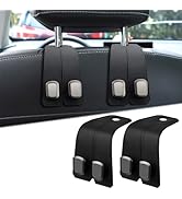 Elegananccy 2 Pack Double Car Seat Headrest Hooks, Leather Car Purse Hanger Holder for Bags, Cars...