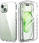 IDweel iPhone 15 Case with Screen Protector(Tempered Glass),Hybrid 2 in 1 Shockproof Soft Slim Fi...