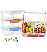 4 Pack Plastic Snack Containers for Kids Bento Boxs with 2 Compartments Travel Snack Container