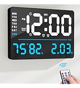 16" LED Digital Wall Clock with Large Display,Alarm Clock with Digital Calendar for Livin...