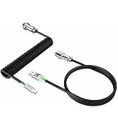 ATTACK SHARK C01 Ultimate Custom Coiled USB C Cable for Gaming Keyboard,Double-Sleeved Braided wi...