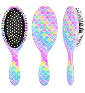 Detangling Brush for Kids' Curly, Thick Hair - Pink Pain-Free Unicorn Mermaid Hairbrush for Toddl...