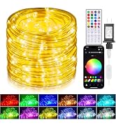 Hozplex 66ft LED Rope Lights for Outside, Outdoor String Light Waterproof Plug in with Remote & A...