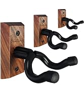 Guitar Wall Mount 3 Pack, Black Walnut Wood Guitar Hanger, U-Shaped Guitar Wall Hanger Mount, Gui...