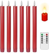 Velsyn Red Flameless Taper Candles with Remote Control - 10 Inch LED Candlesticks Battery Operate...