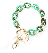 Junyuerly Stylish Wrist Lanyard Keychain Wristlet Key Chains Resin and Hardware Chains Link Gold ...