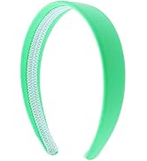 Motique Accessories Neon Green 1 Inch Wide Leather Like Headband Solid Hair band