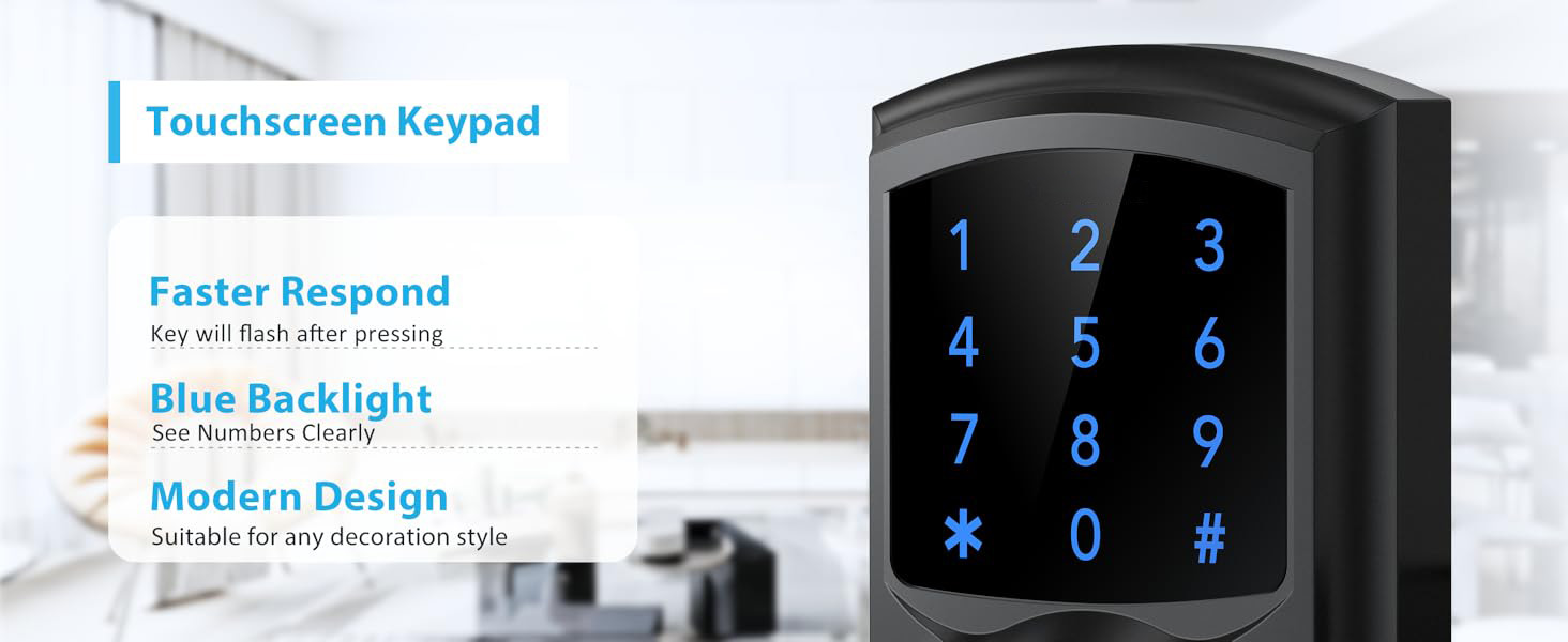 Touchscreen Keypad Door Lock with Handle