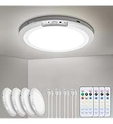HLCZLUZ Rechargeable Motion Sensor Ceiling Light Indoor Outdoor w/Remote, 7.08 Inch Battery Opera...